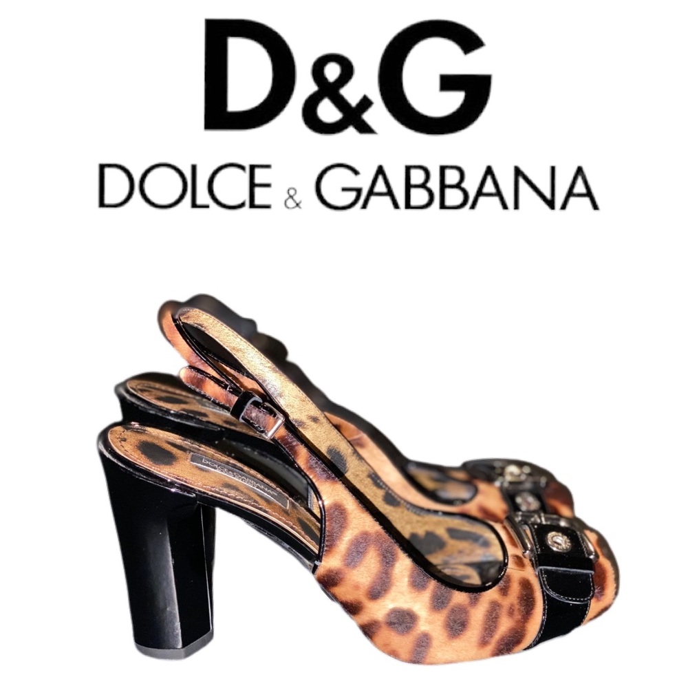 DOLCE & GABBANA PONY HAIR LEOPARD SLINGBACK HEELS